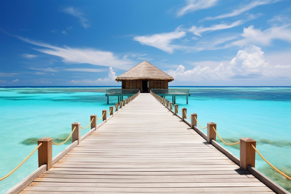 Maldive sea background outdoors horizon walkway. AI generated Image by rawpixel.