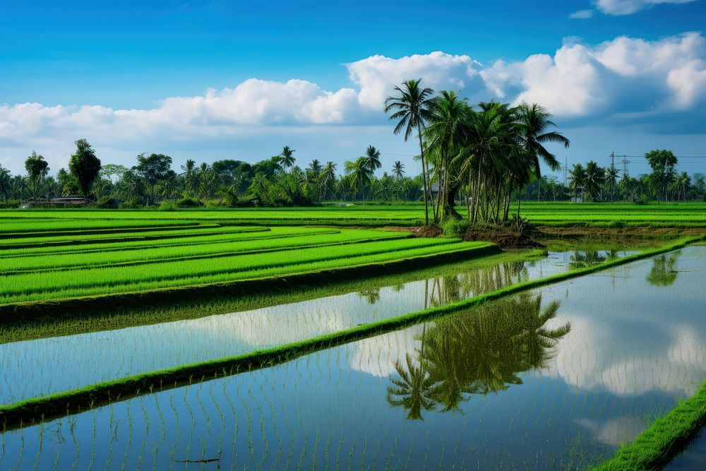 Paddy field background outdoors nature plant. AI generated Image by rawpixel.