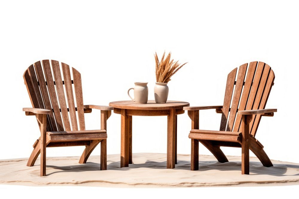 Wooden Table with Two Chairs chair table wood. AI generated Image by rawpixel.