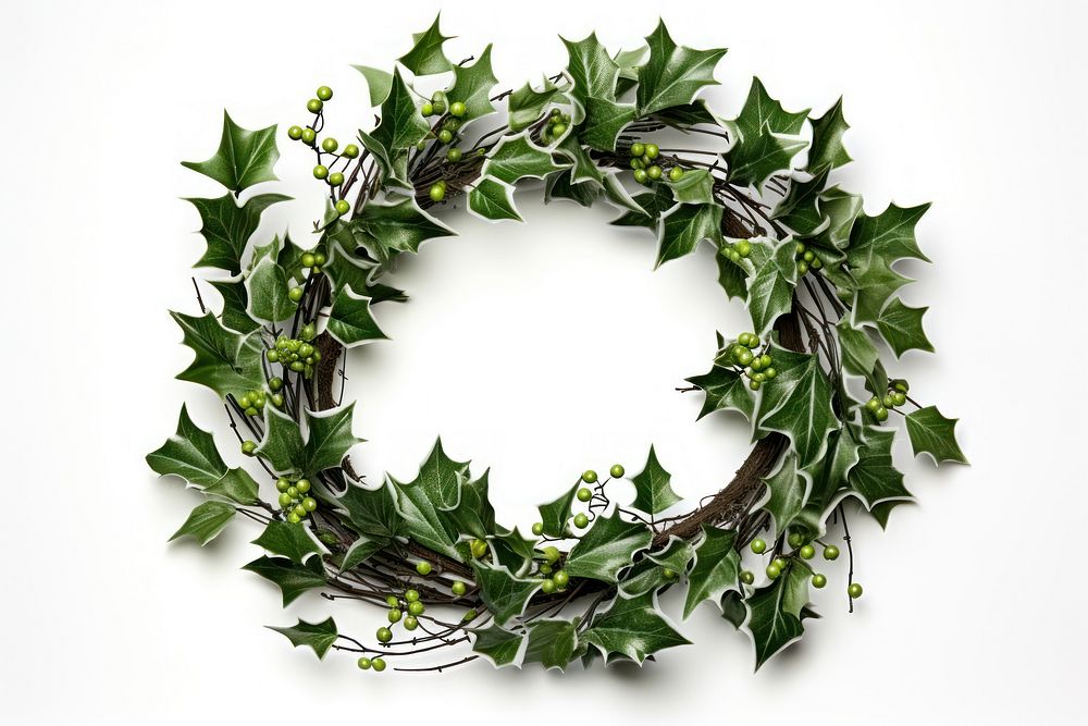 Wreath plant holly leaf. AI generated Image by rawpixel.