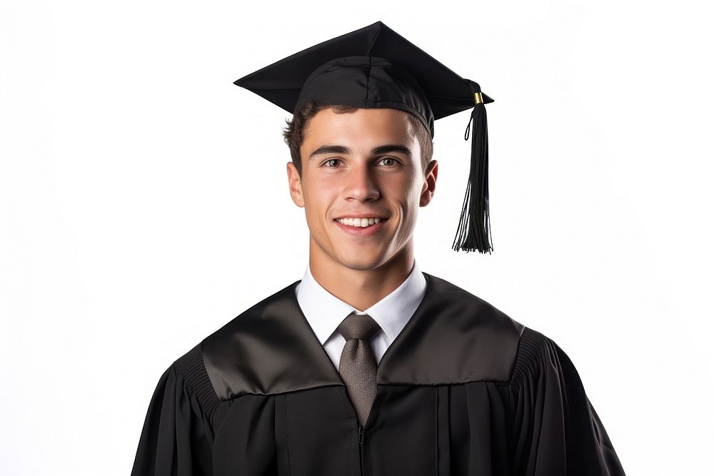 A man Wear a graduation gown student white background intelligence. AI generated Image by rawpixel.