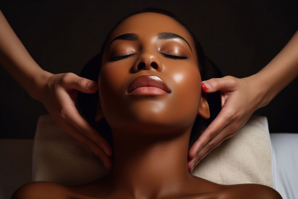 A black woman getting a facial massage adult relaxation perfection. AI generated Image by rawpixel.