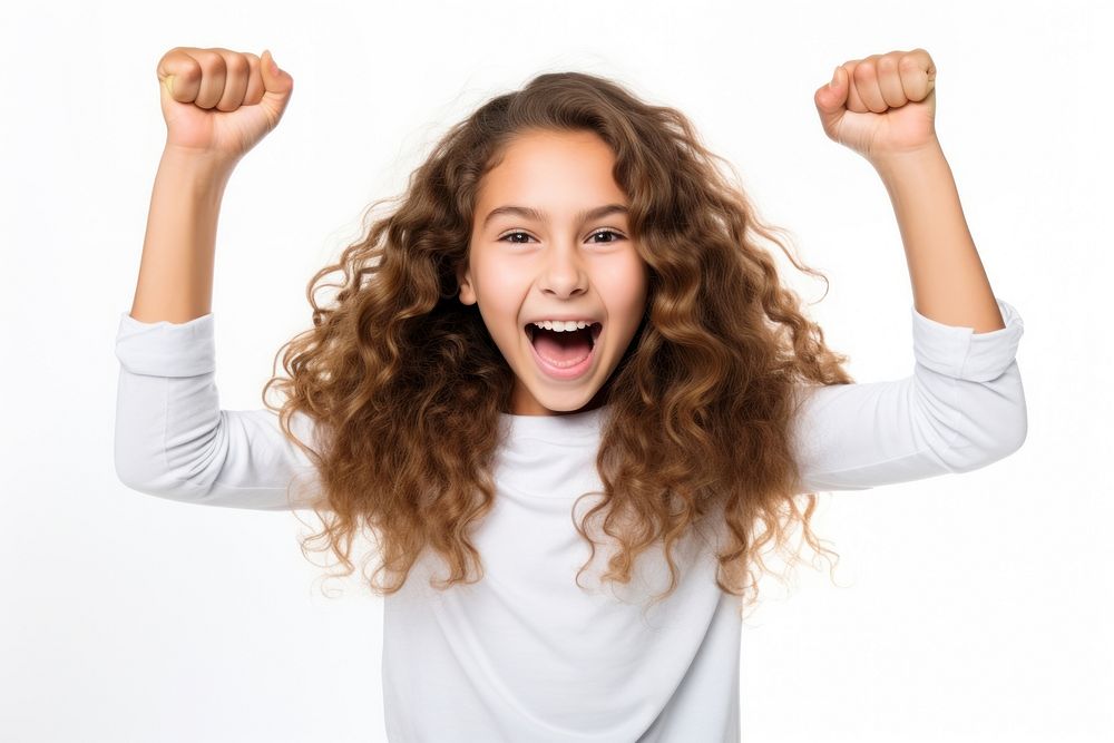 Shouting child girl white background. AI generated Image by rawpixel.