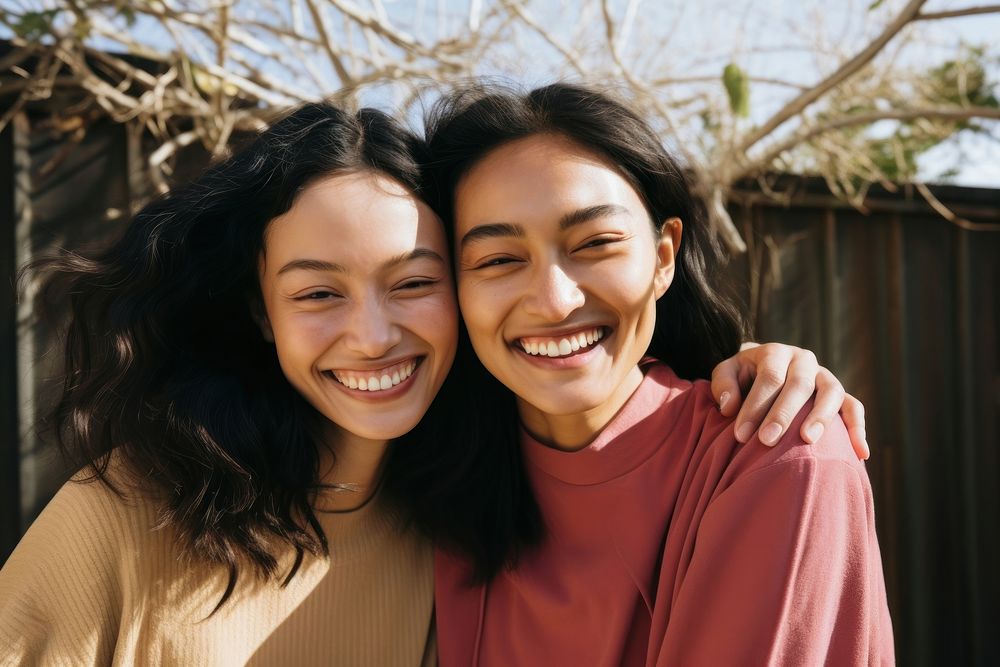 East asian female couple laughing smile adult. AI generated Image by rawpixel.