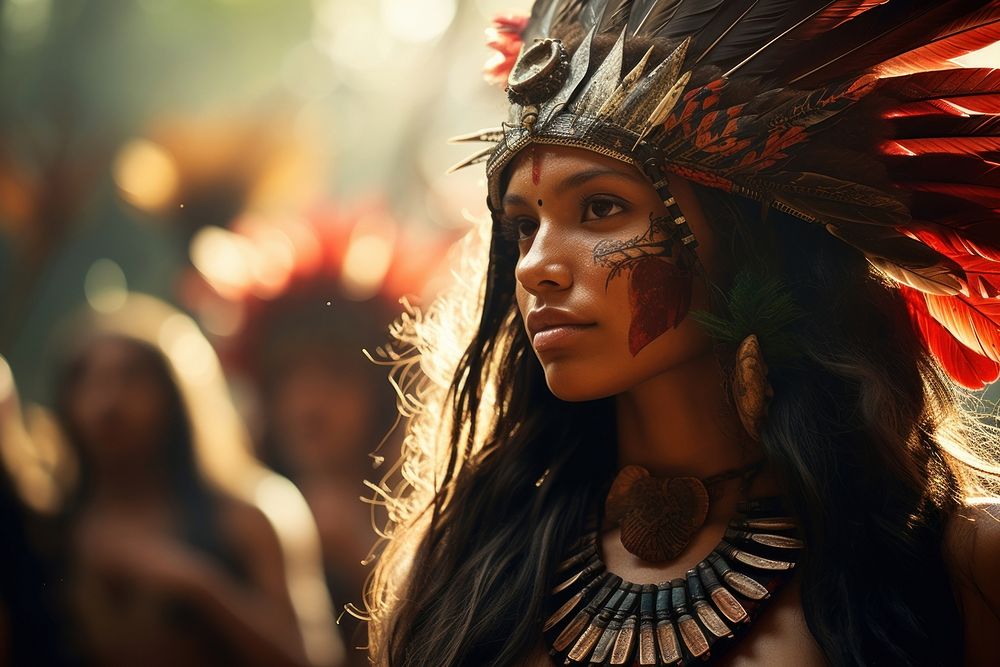 A tribal of amazon forest carnival adult tribe. AI generated Image by rawpixel.