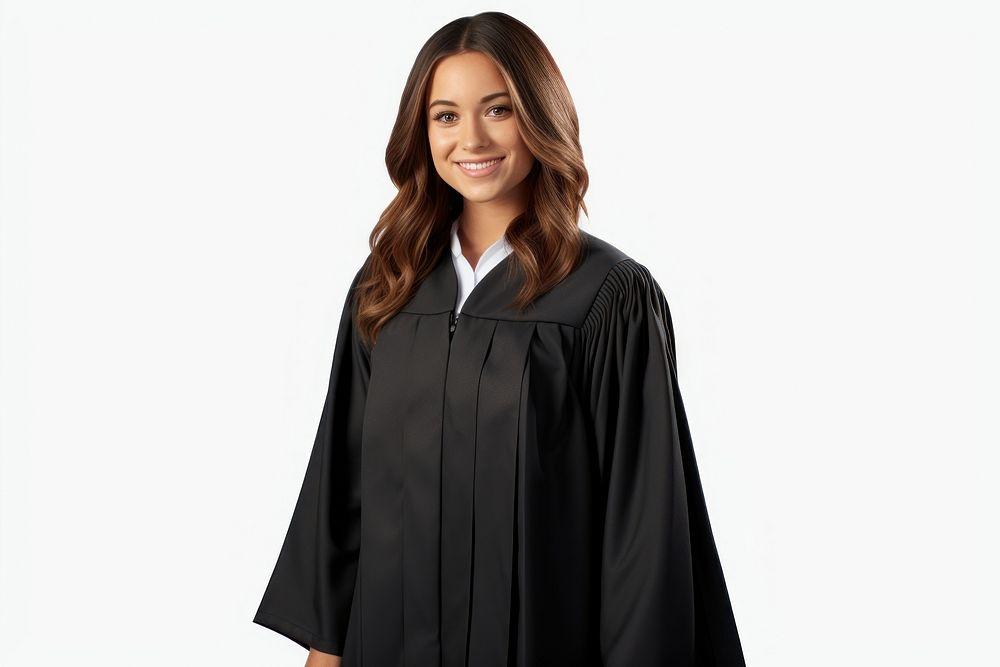 A women Wear a graduation gown fashion adult white background. AI generated Image by rawpixel.
