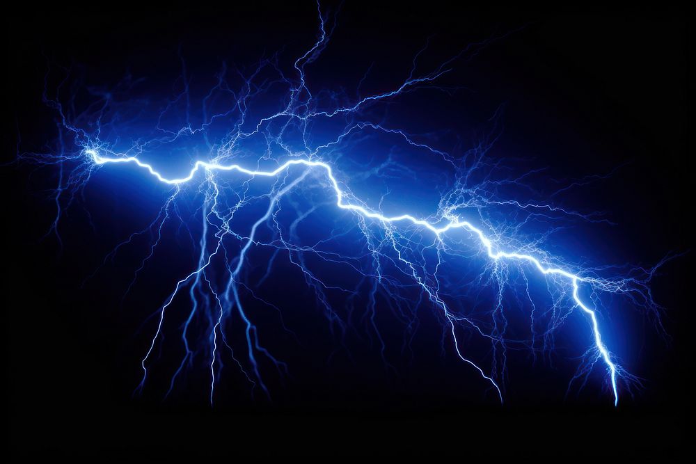 Blue Lightning lightning thunderstorm backgrounds. AI generated Image by rawpixel.