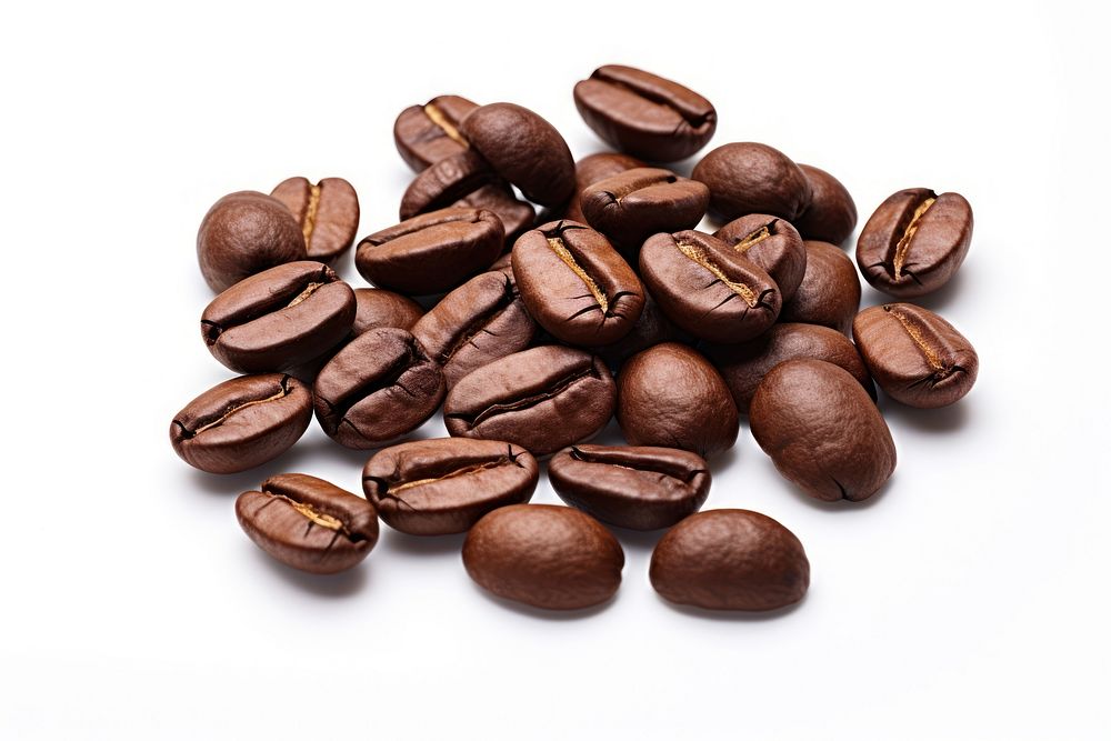 Coffee beans white background chocolate freshness. AI generated Image by rawpixel.
