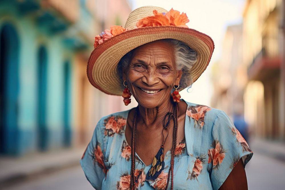 Cuban elder woman adult smile happy. AI generated Image by rawpixel.