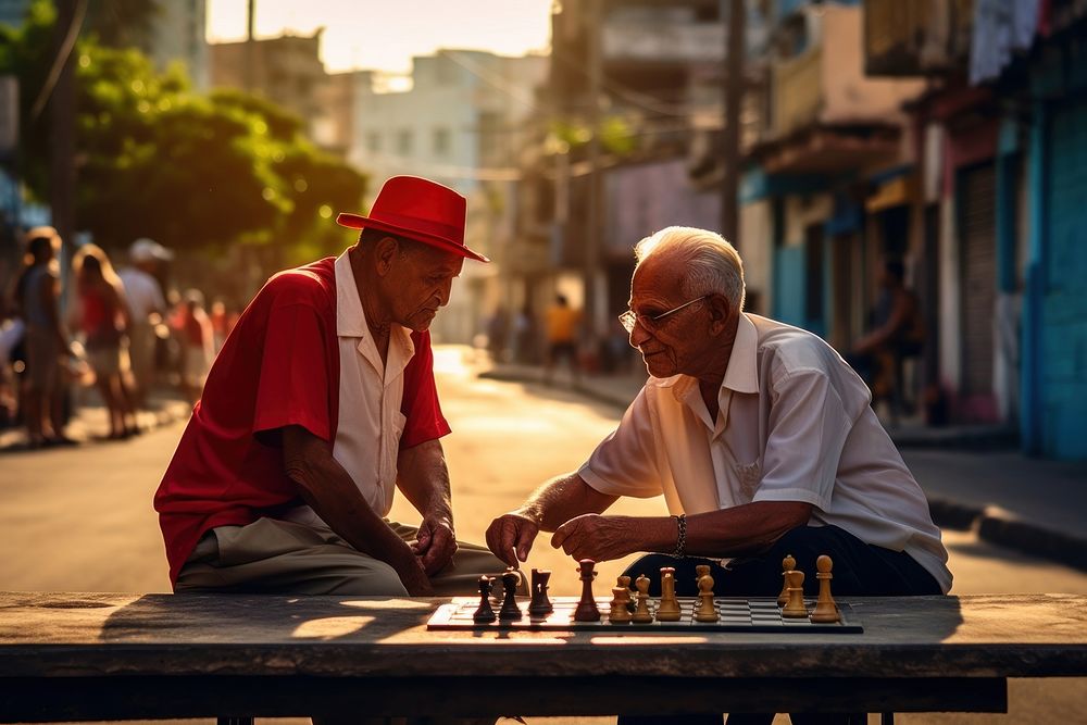 Cuban elder chess game city. AI generated Image by rawpixel.