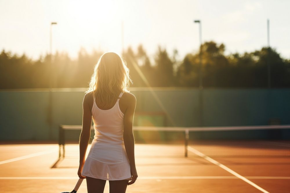 Japanese woman playing tennis outdoors racket sports. AI generated Image by rawpixel.
