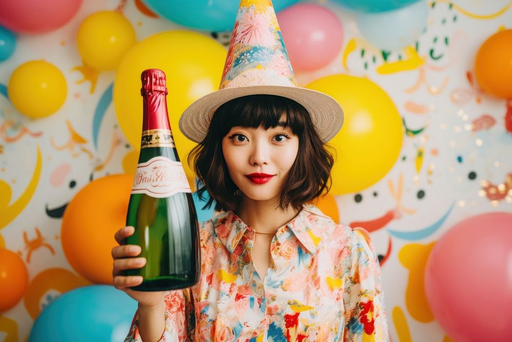 Party champagne holding bottle. AI generated Image by rawpixel.