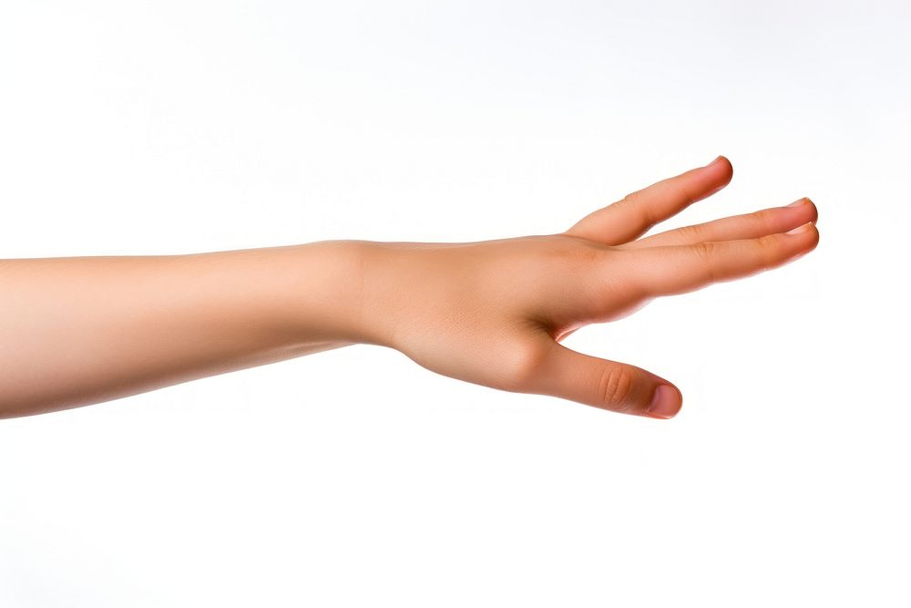 Kid hand showing finger white background. AI generated Image by rawpixel.