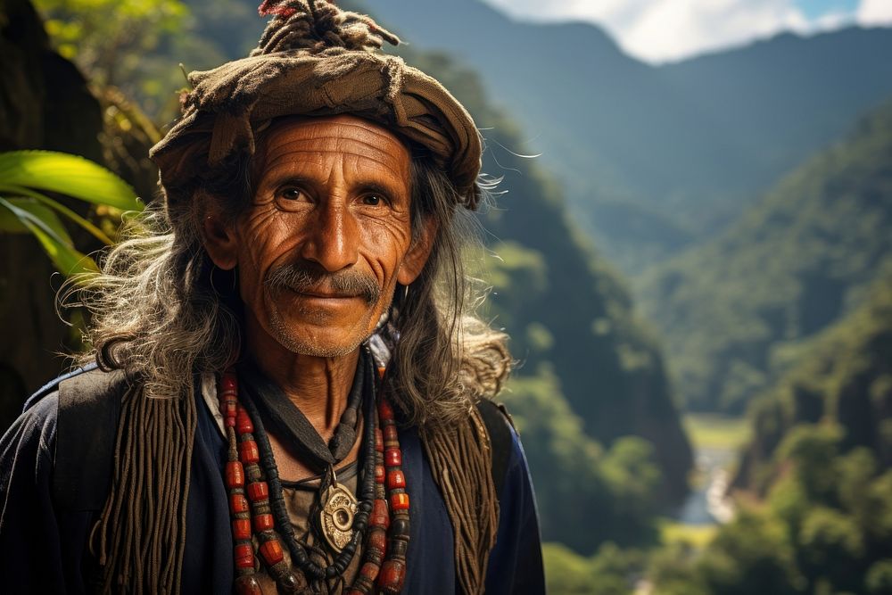 Peruvian man adult tribe accessories. AI generated Image by rawpixel.
