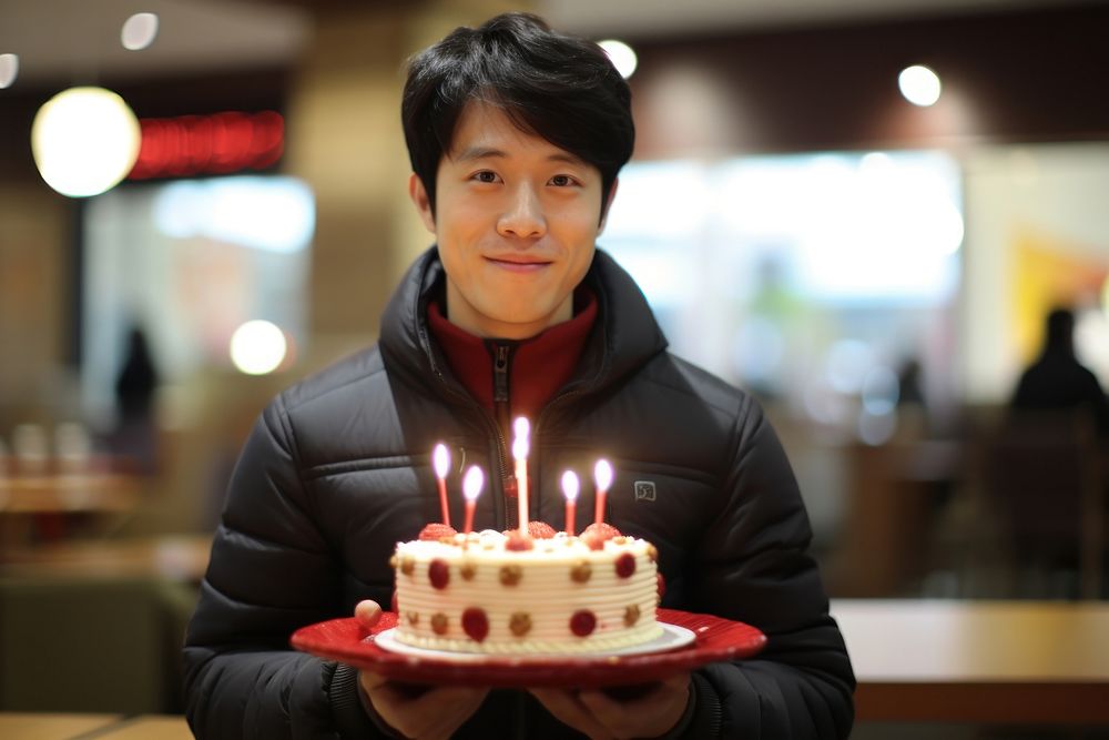 Korean friend celebrate birthday party dessert candle cake. AI generated Image by rawpixel.