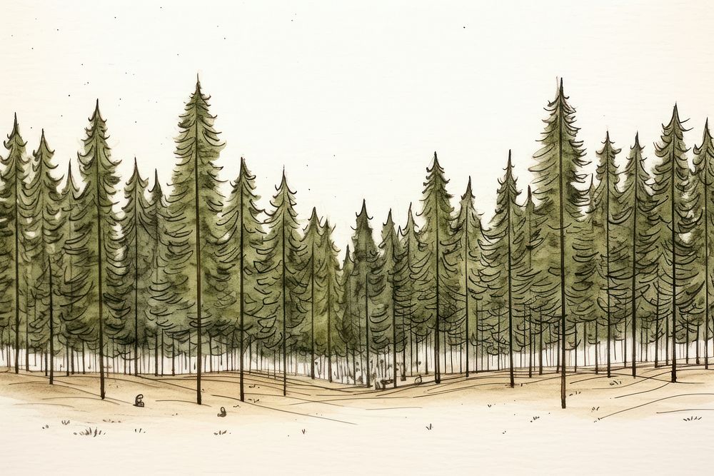 Pine forest landscape outdoors woodland. AI generated Image by rawpixel.