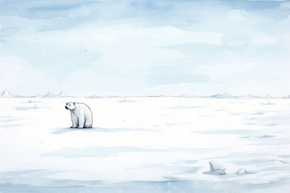 Polar bear and snow cartoon sketch mammal. AI generated Image by rawpixel.