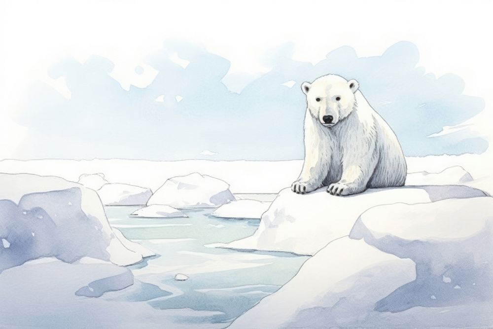 Polar bear and snow wildlife cartoon animal. AI generated Image by rawpixel.