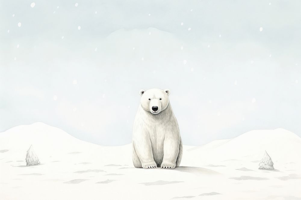 Polar bear and snow wildlife cartoon mammal. AI generated Image by rawpixel.