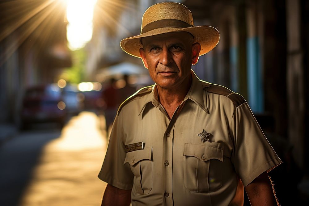 Cuban policeman adult city architecture. AI generated Image by rawpixel.
