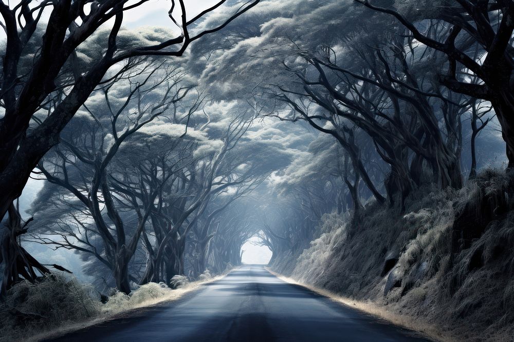 Tree road landscape outdoors. AI generated Image by rawpixel.
