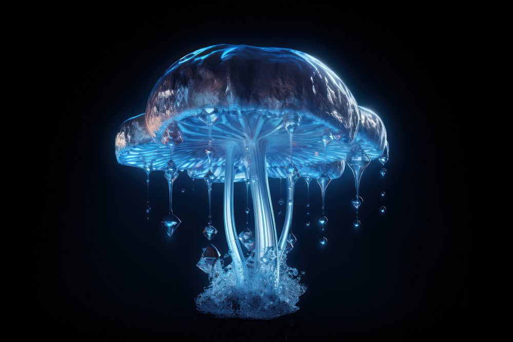 Mushroom jellyfish mushroom blue. AI generated Image by rawpixel.
