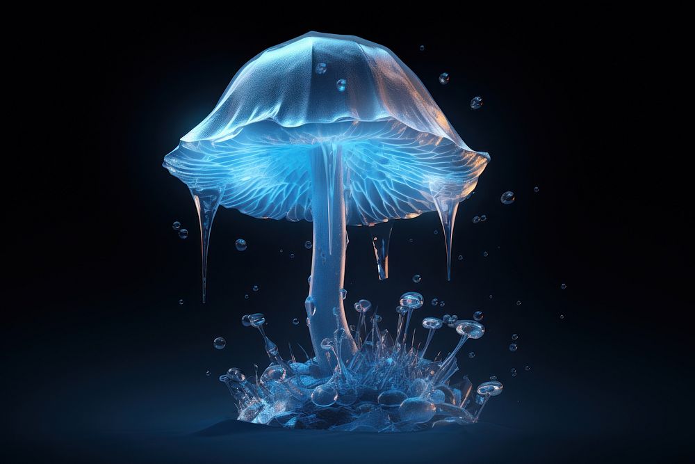 Mushroom translucent jellyfish mushroom. AI generated Image by rawpixel.