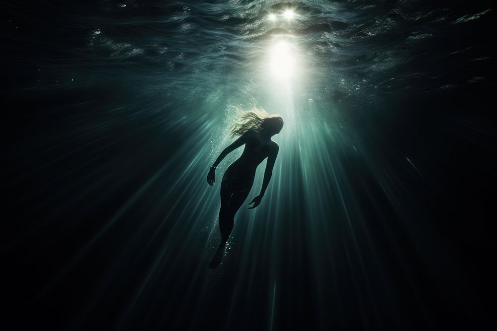 Mermaid swimming underwater adventure. AI generated Image by rawpixel.