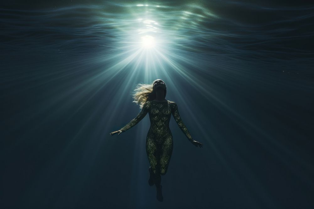 Mermaid swimming light underwater. AI generated Image by rawpixel.