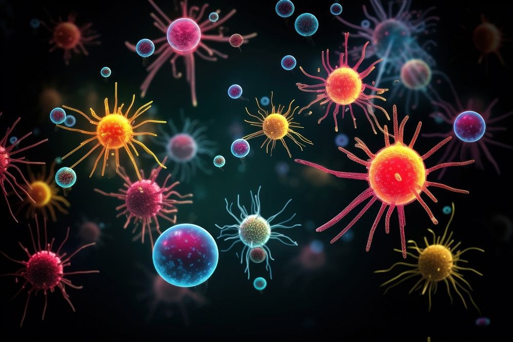 Microbiology atoms accessories education jellyfish. AI generated Image by rawpixel.
