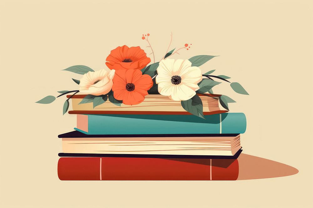 Books with flower publication plant art. AI generated Image by rawpixel.