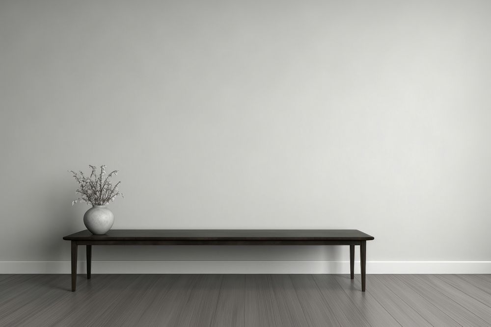 Wood table architecture monochrome furniture. AI generated Image by rawpixel.