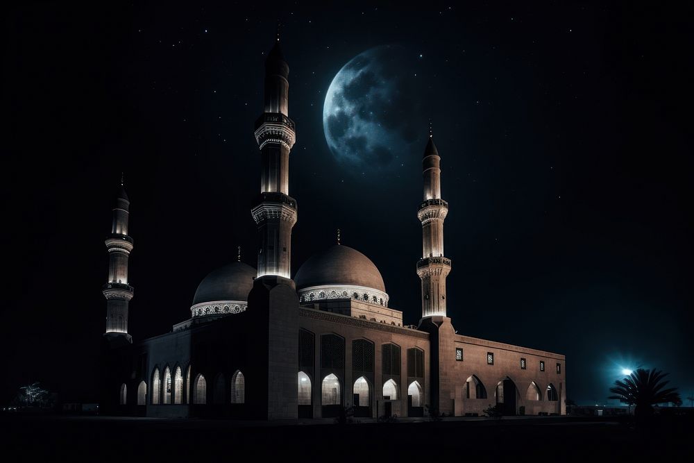 Mosque architecture crescent building. AI generated Image by rawpixel.