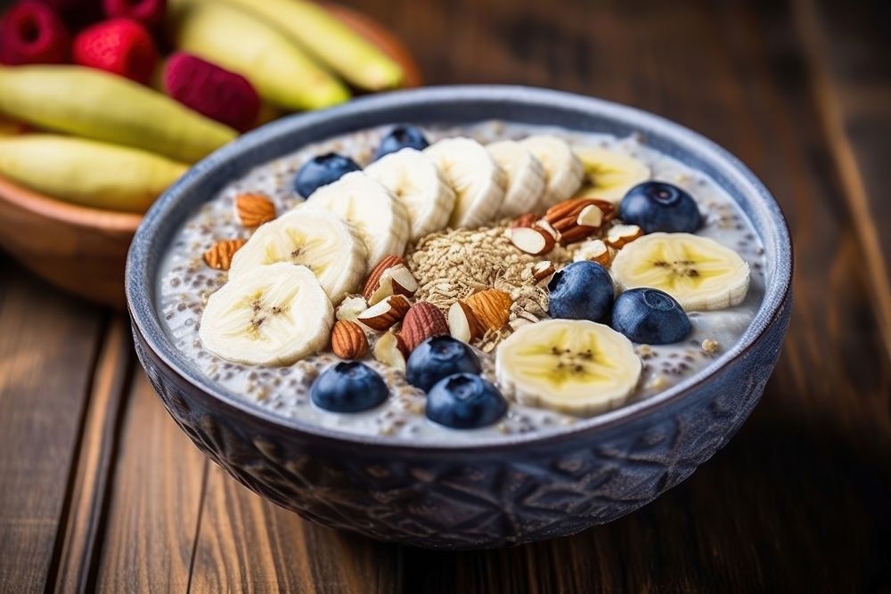 Fruit blueberry breakfast banana. AI generated Image by rawpixel.