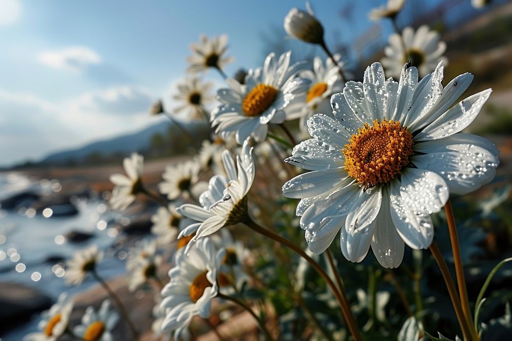 Daisy landscape outdoors blossom. AI generated Image by rawpixel.