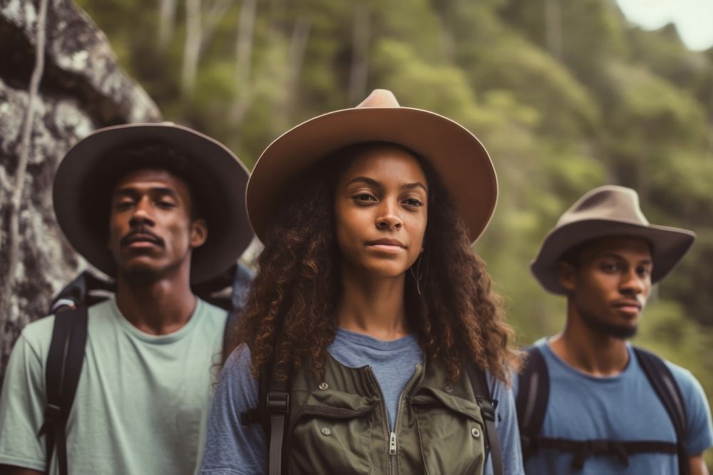 African American hiking nature mountain. AI generated Image by rawpixel.