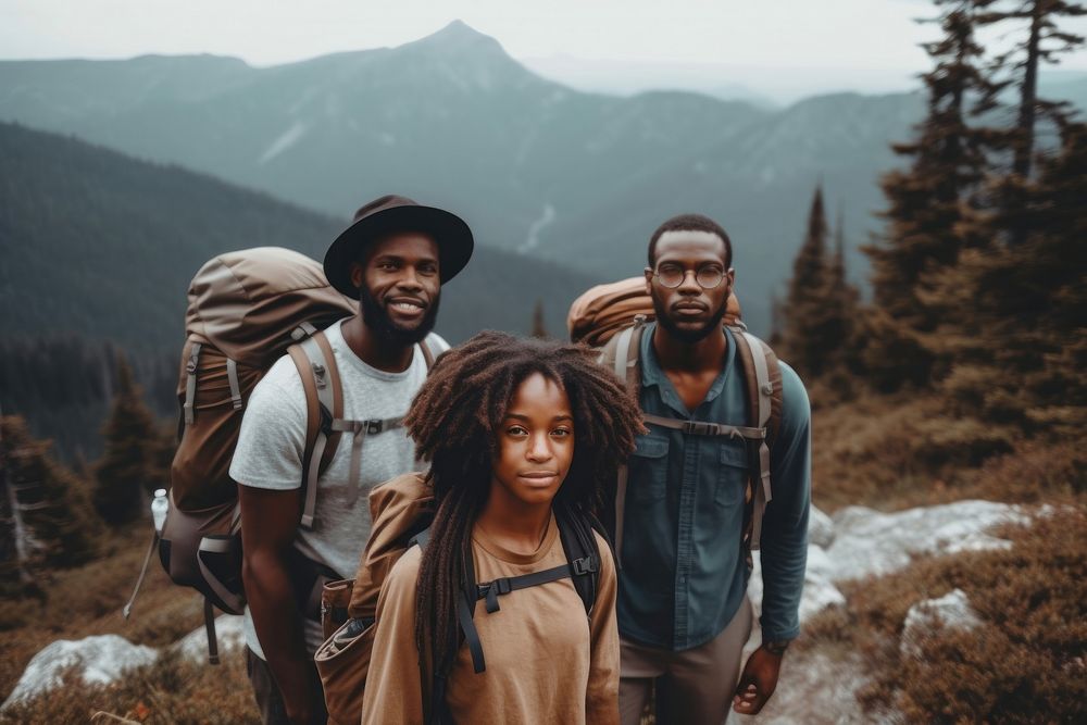 African American mountain vacation walking. AI generated Image by rawpixel.