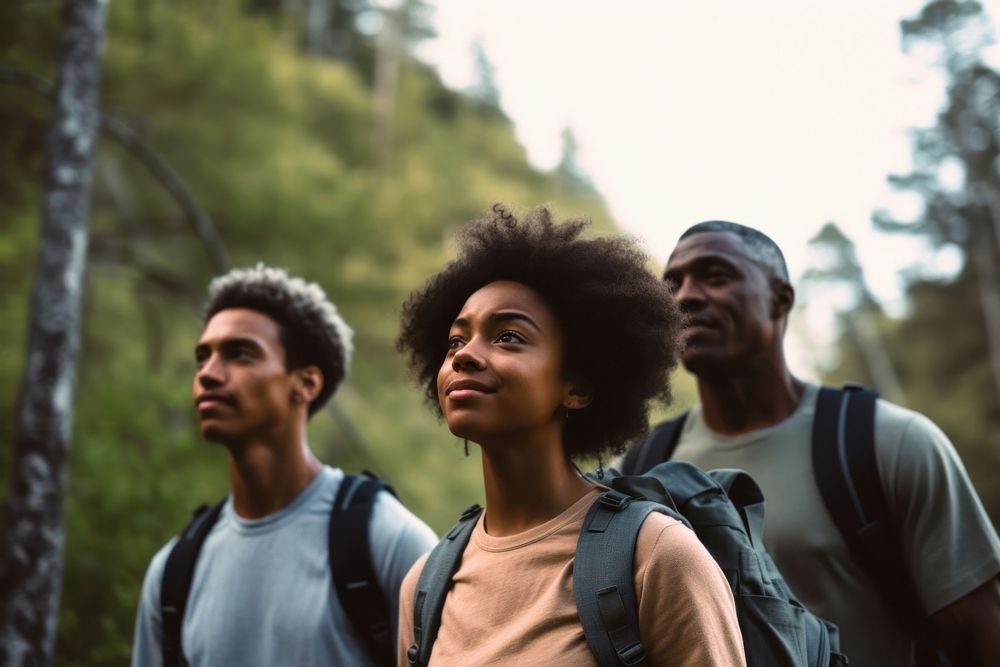 African American nature hiking recreation. AI generated Image by rawpixel.