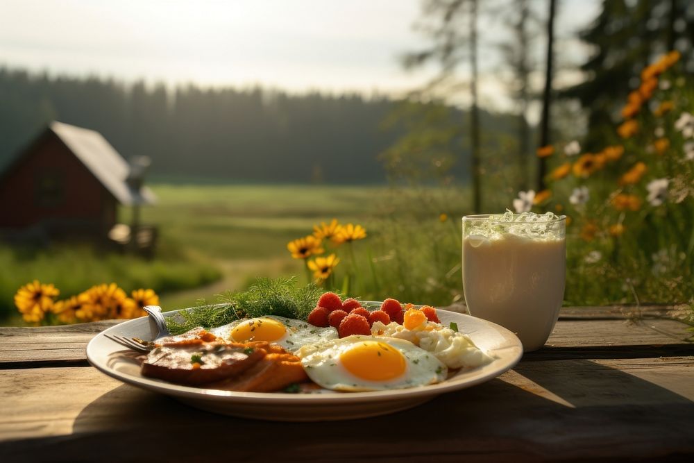 Beskfast outdoors morning brunch. AI generated Image by rawpixel.