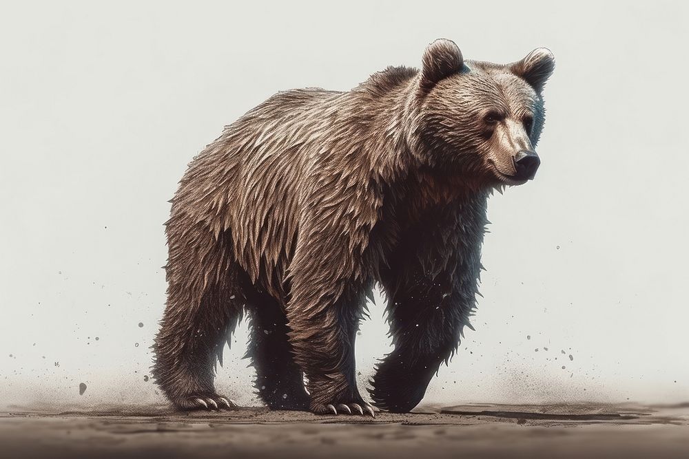 Bear bear wildlife drawing. AI generated Image by rawpixel.