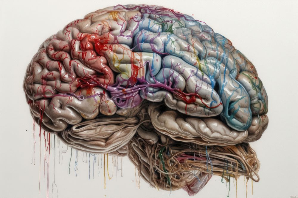 Brain drawing painting sketch. AI generated Image by rawpixel.