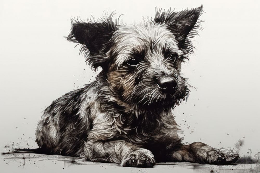 Dog drawing terrier mammal. AI generated Image by rawpixel.