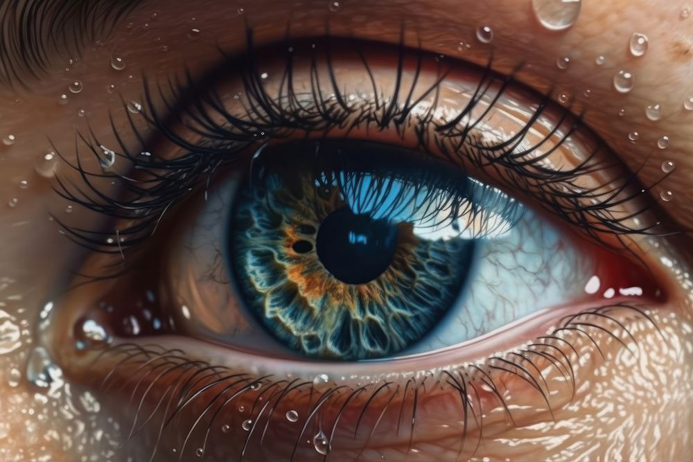 Eye eye portrait raindrop. AI generated Image by rawpixel.