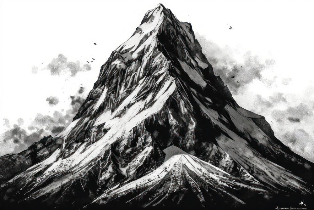 Mountain mountain outdoors drawing. AI generated Image by rawpixel.