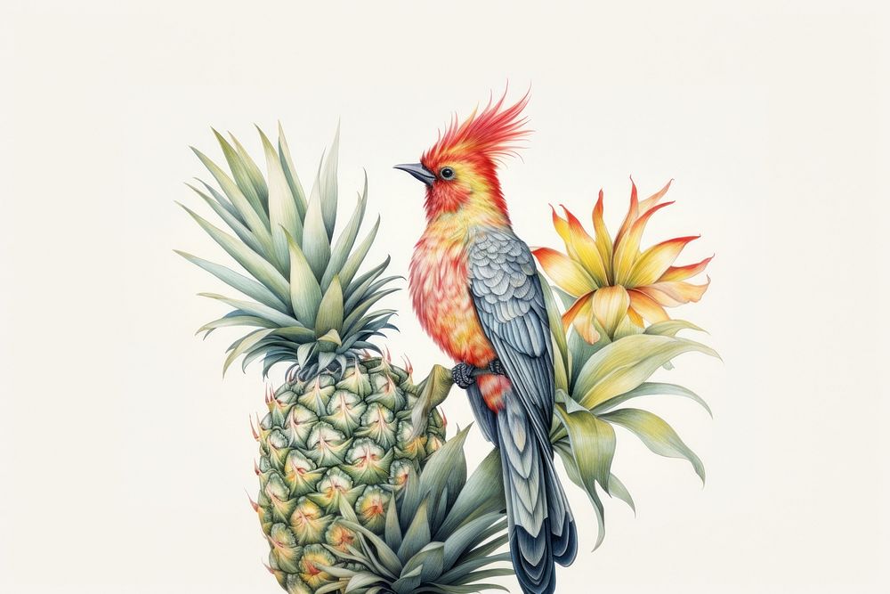 Pineapple bird drawing animal. AI generated Image by rawpixel.
