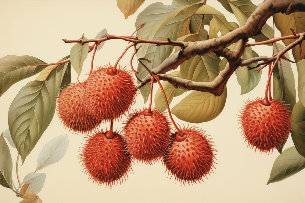 Rambutan plant fruit tree. AI generated Image by rawpixel.