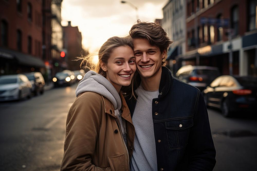 Wellbeing couple in the New York street portrait adult photo. AI generated Image by rawpixel.