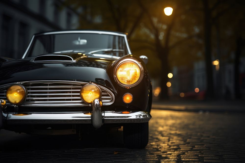 Headlight of classic car vehicle transportation architecture. AI generated Image by rawpixel.