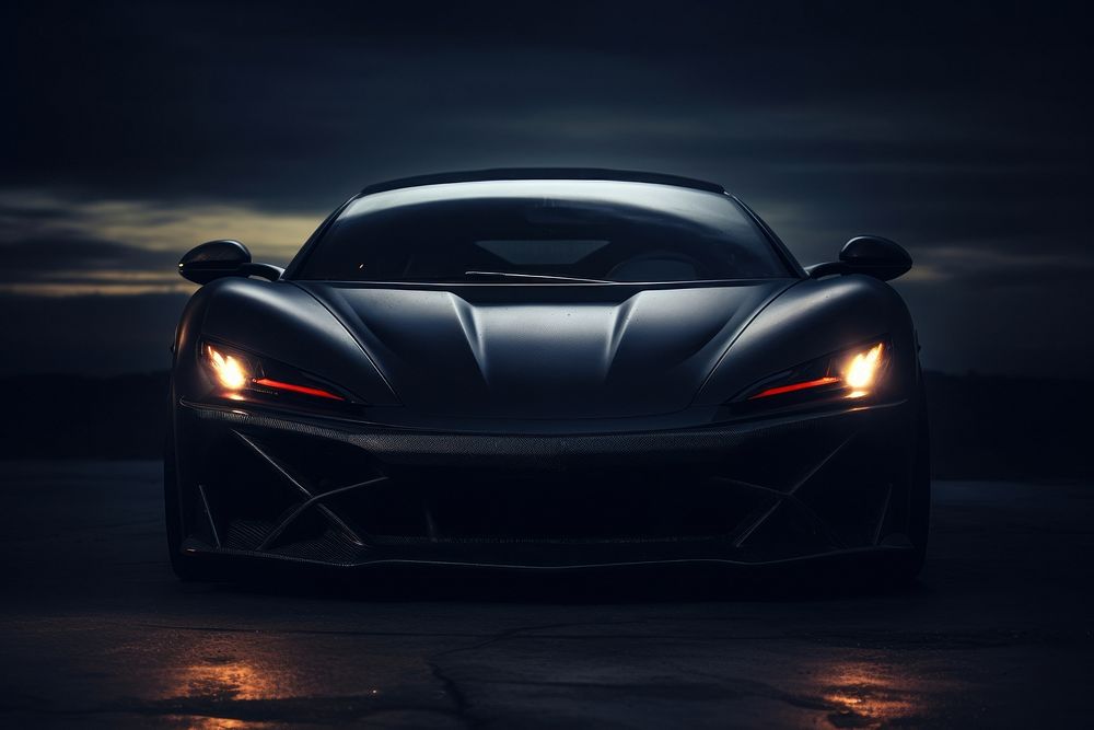 Sports car headlight vehicle black. AI generated Image by rawpixel.