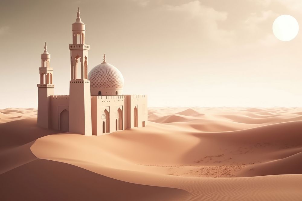 Mosque desert architecture building. AI generated Image by rawpixel.